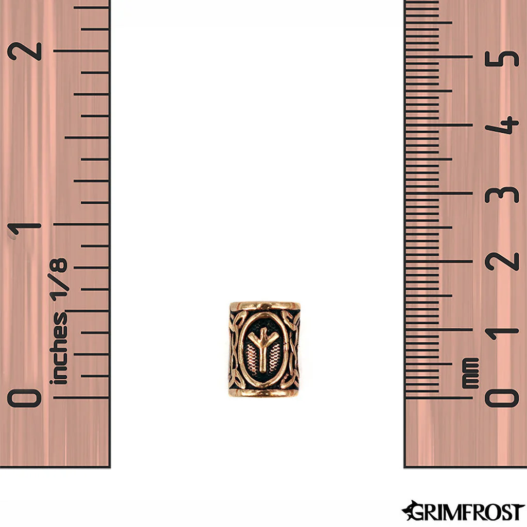 Algiz/Madr Beard Ring, Bronze - Image 3