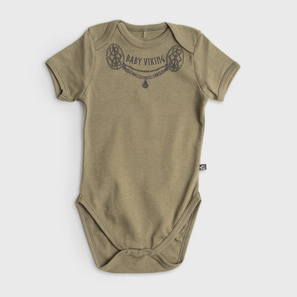Baby Bodysuit, Viking Girl, Green - Image 2