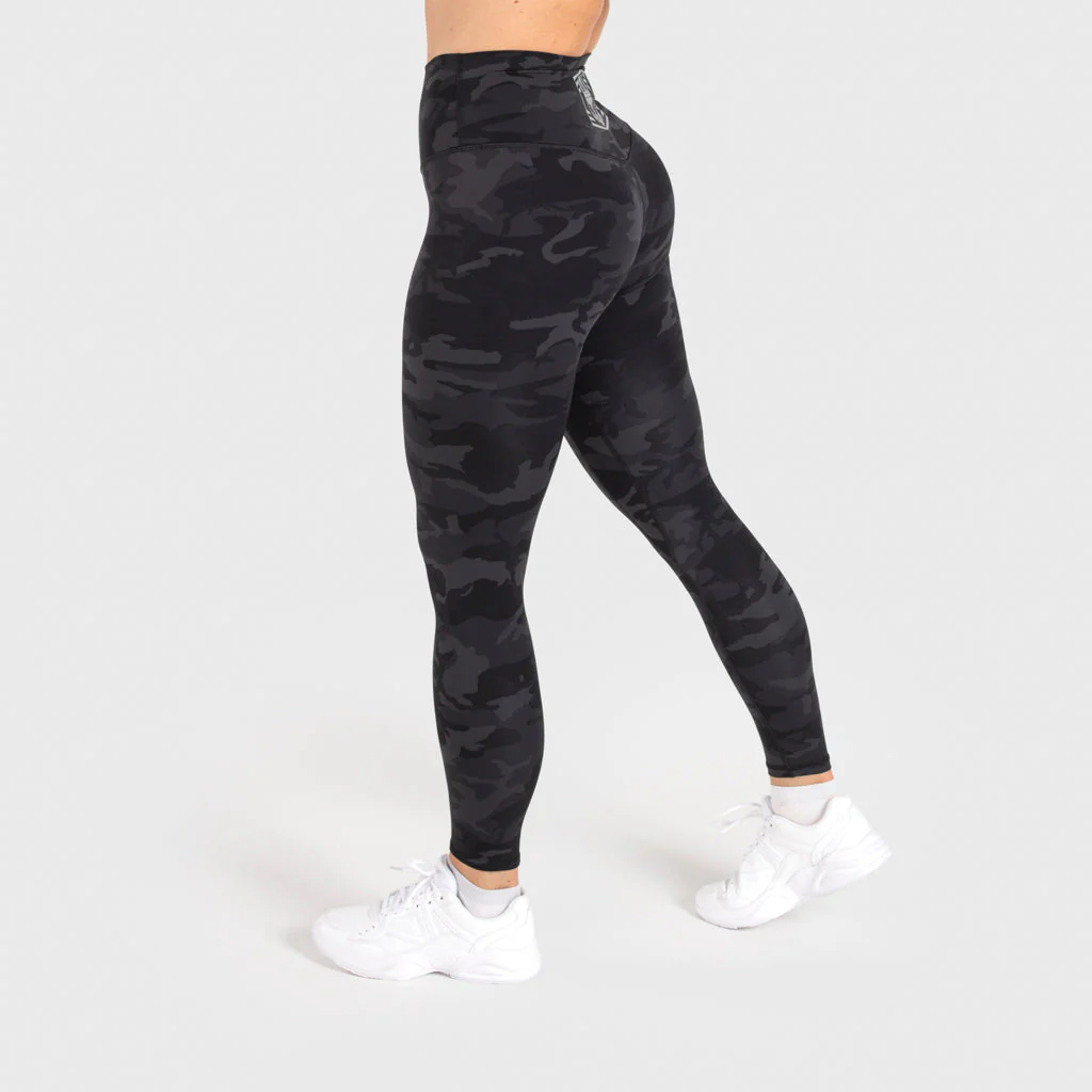 High Waisted Camo Leggings, Black