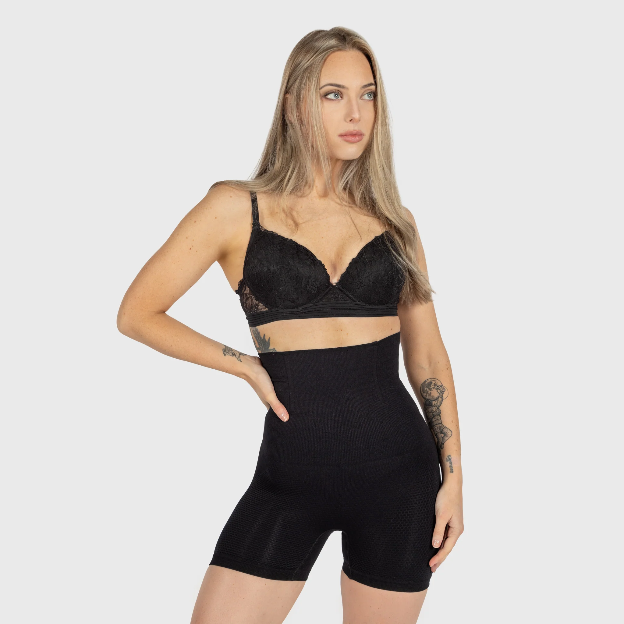 High-Waisted Honceycomb Short, Black - Image 5