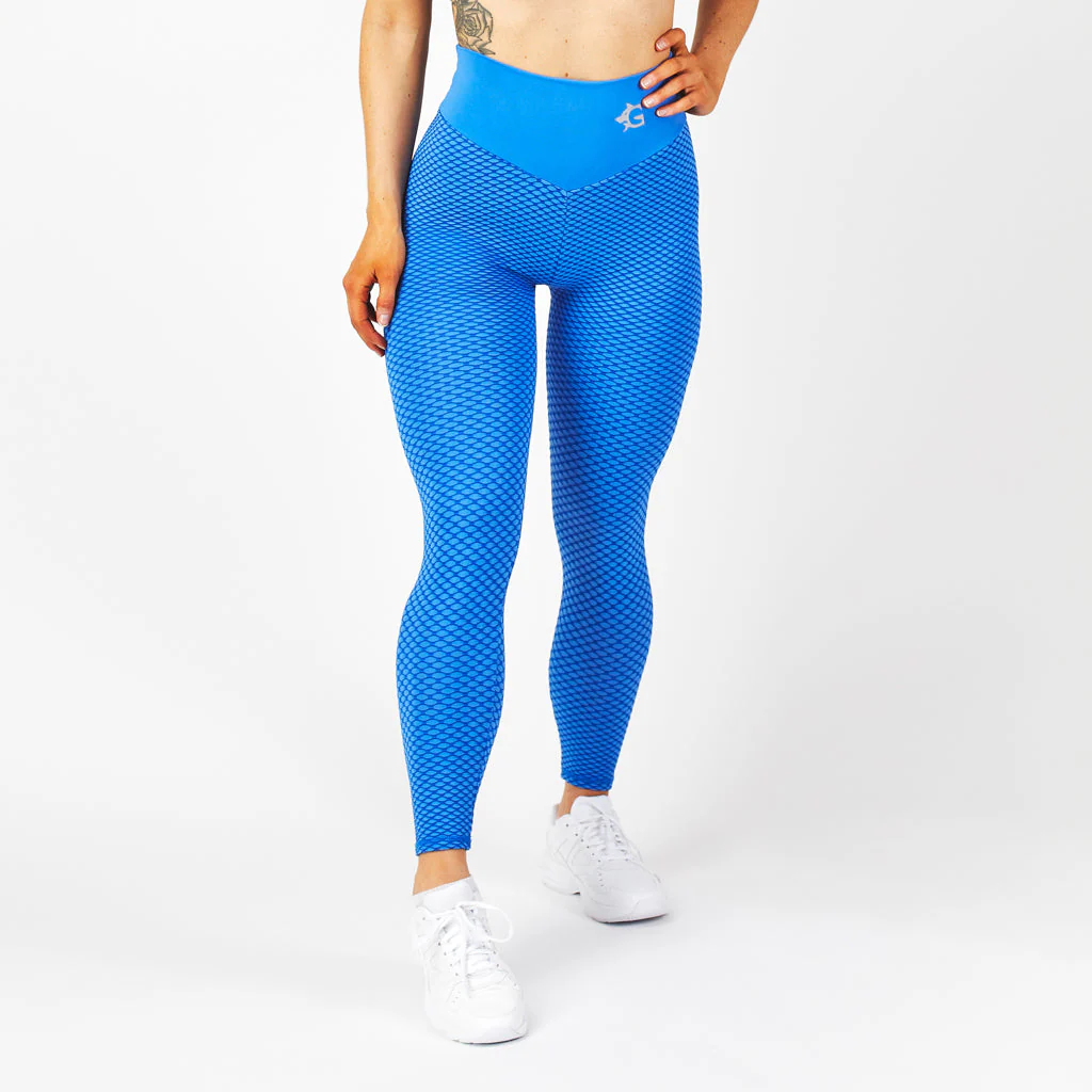 Honeycomb Scrunch Leggings, Blue - Image 4