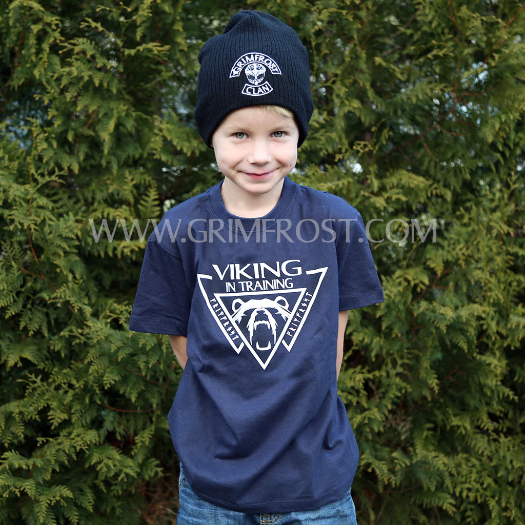 Kids T-shirt, Viking, Navy Blue - Image 4