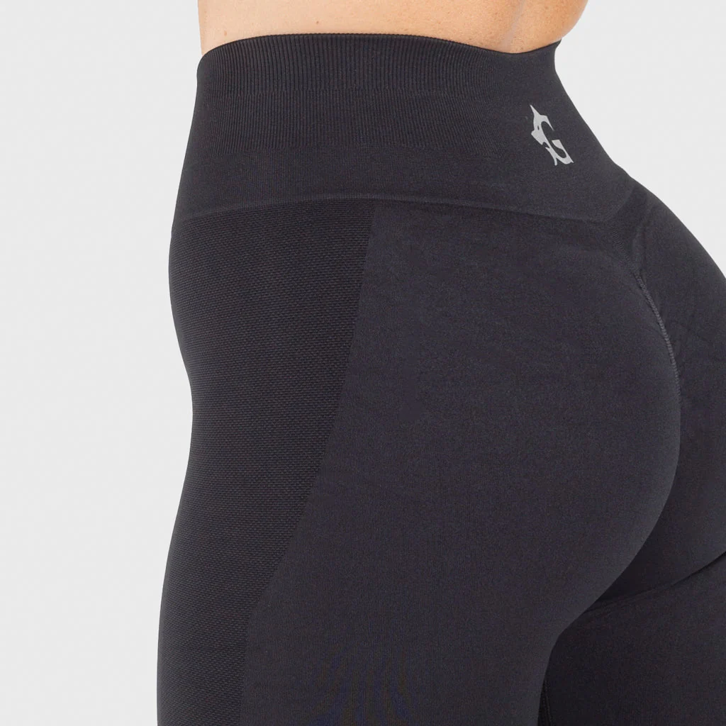 Mesh Stripe Scrunch Leggings, Black - Image 3