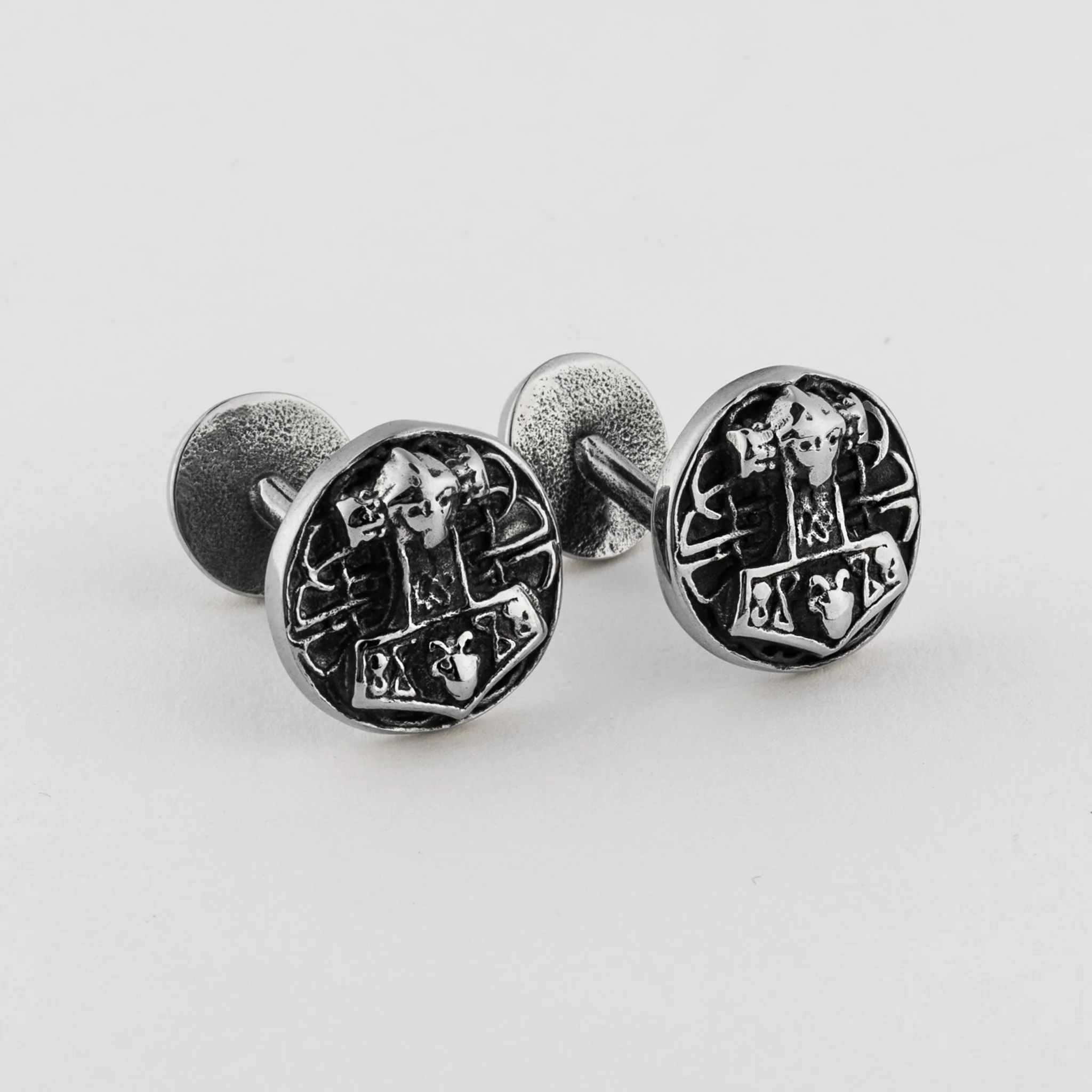 Mjolnir Disc Cufflinks, Stainless Steel - Image 2