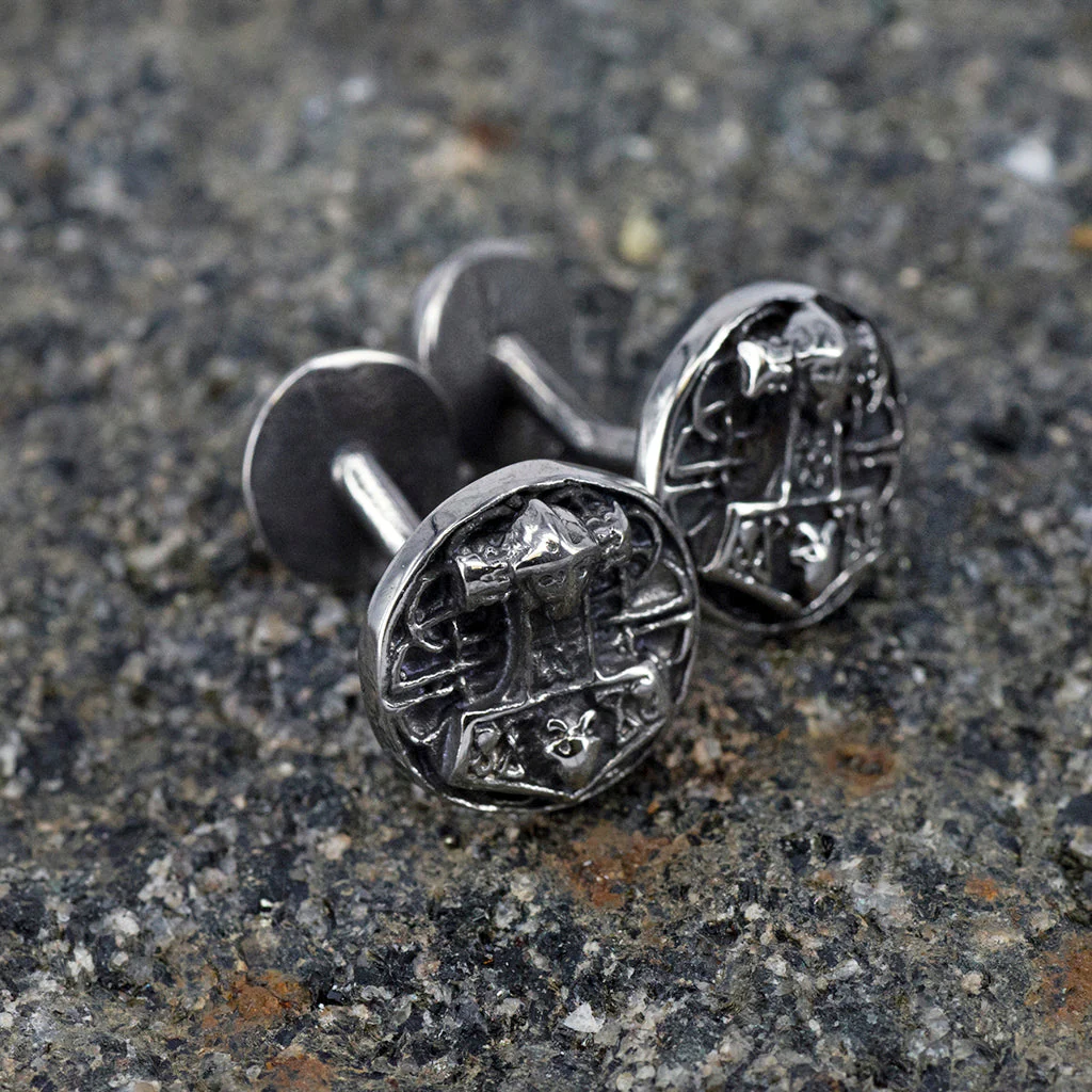 Mjolnir Disc Cufflinks, Stainless Steel - Image 4