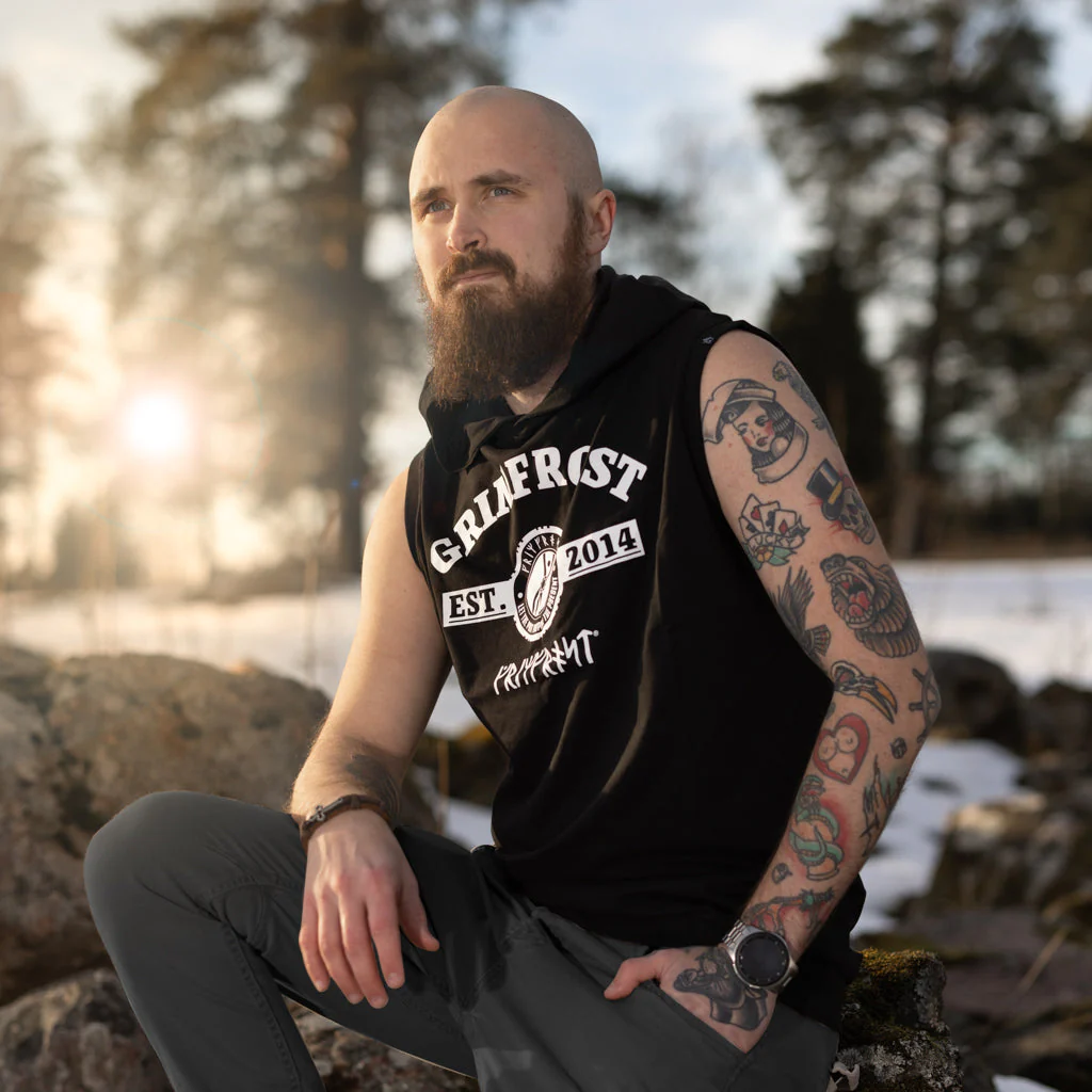 Premium Sleeveless Hoodie, Est. 2014, Black - Image 2
