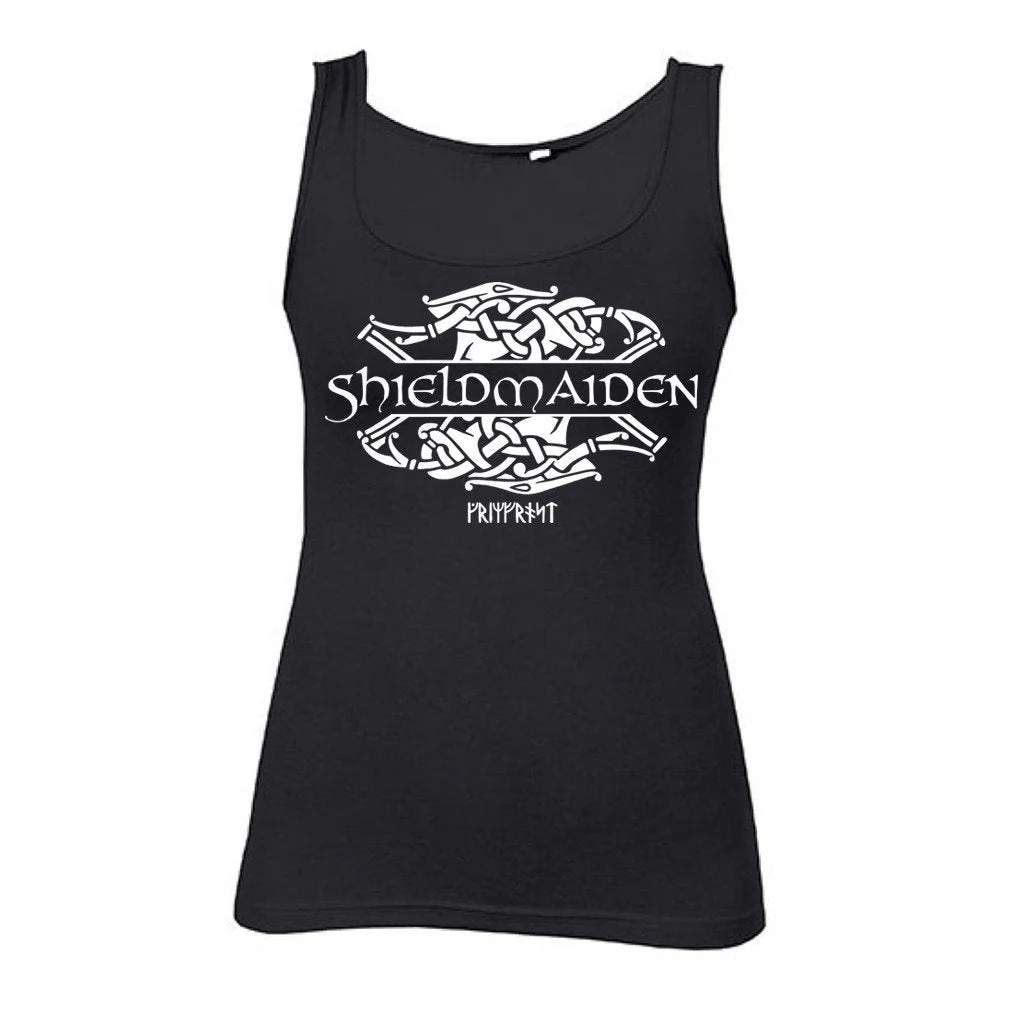 Women's Premium Tank Top, Shieldmaiden, Black - Image 3