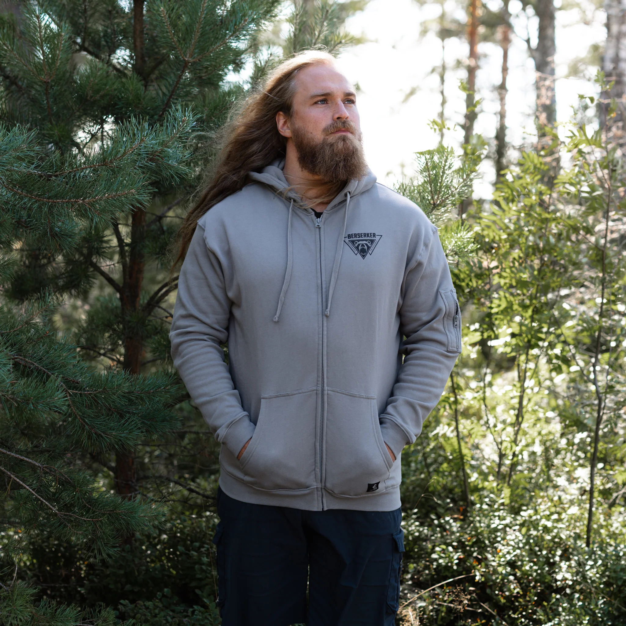 Premium Zip Hoodie, Berserker, Grey - Image 2