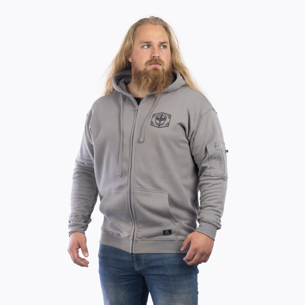 Premium Zip Hoodie, Clan Helmet, Grey - Image 2