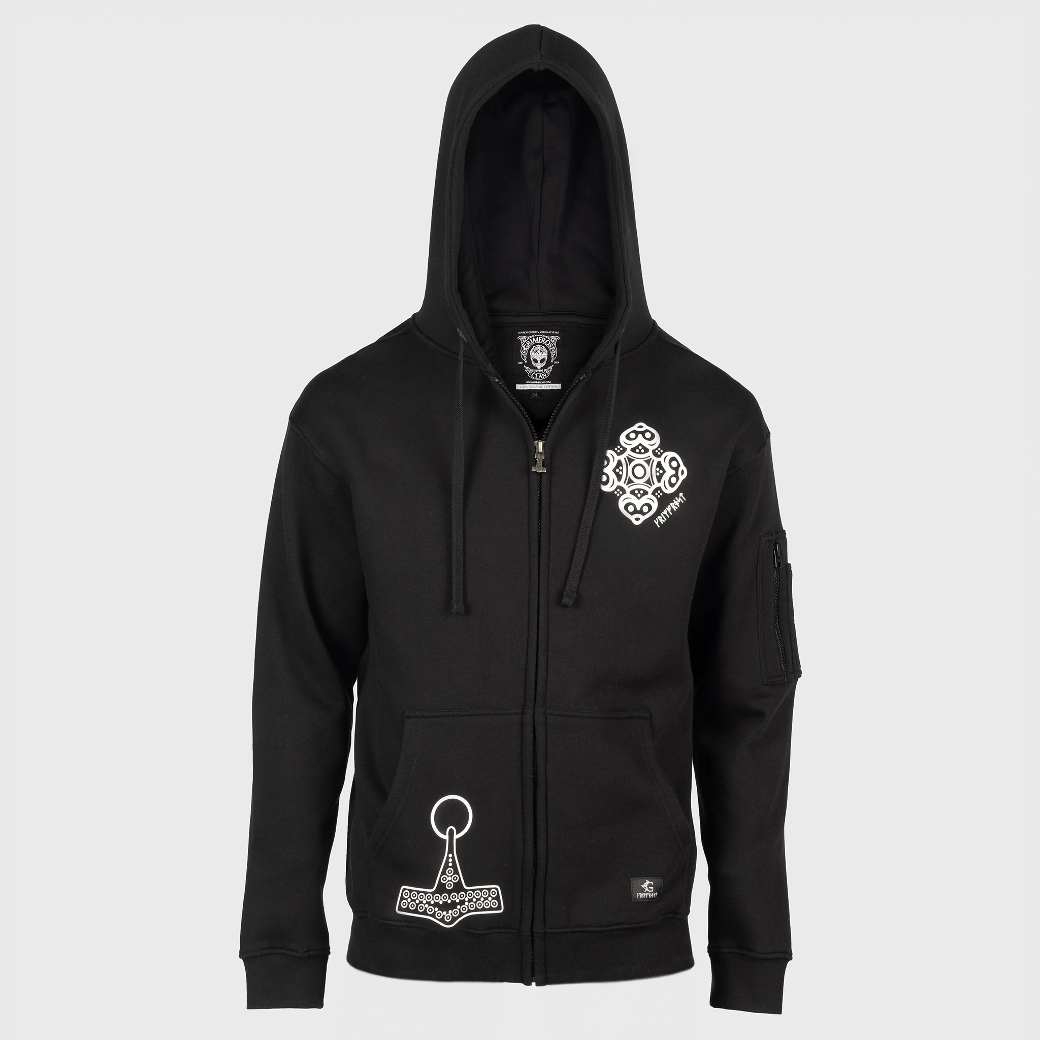 Premium Zip Hoodie, Odin, Black