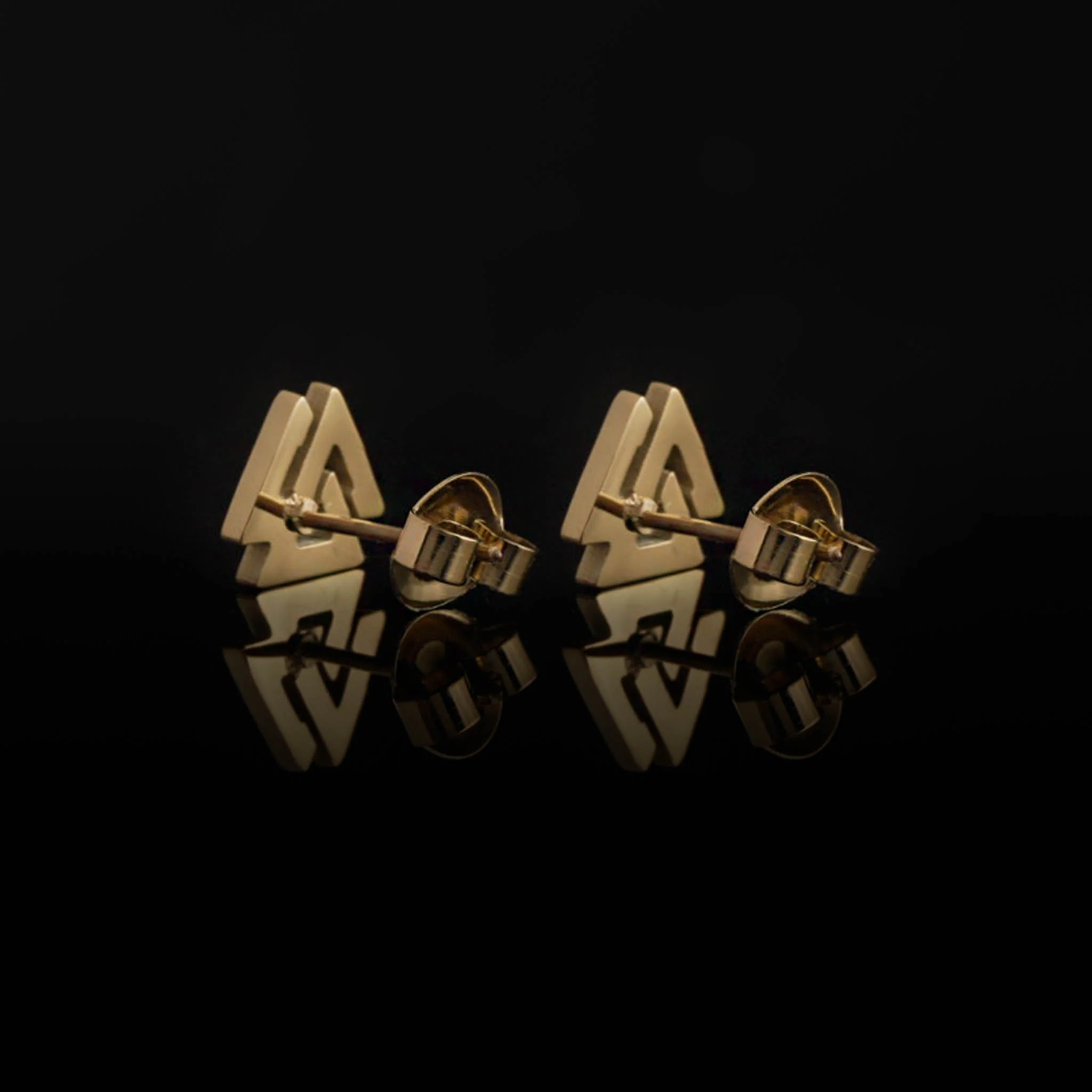 Stud Earring, Valknut Gold Plated - Image 4
