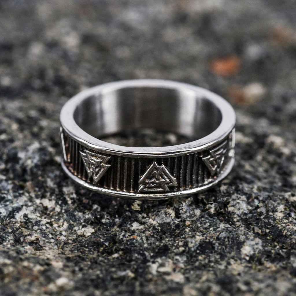 Valknut Band Ring, Stainless Steel - Image 4