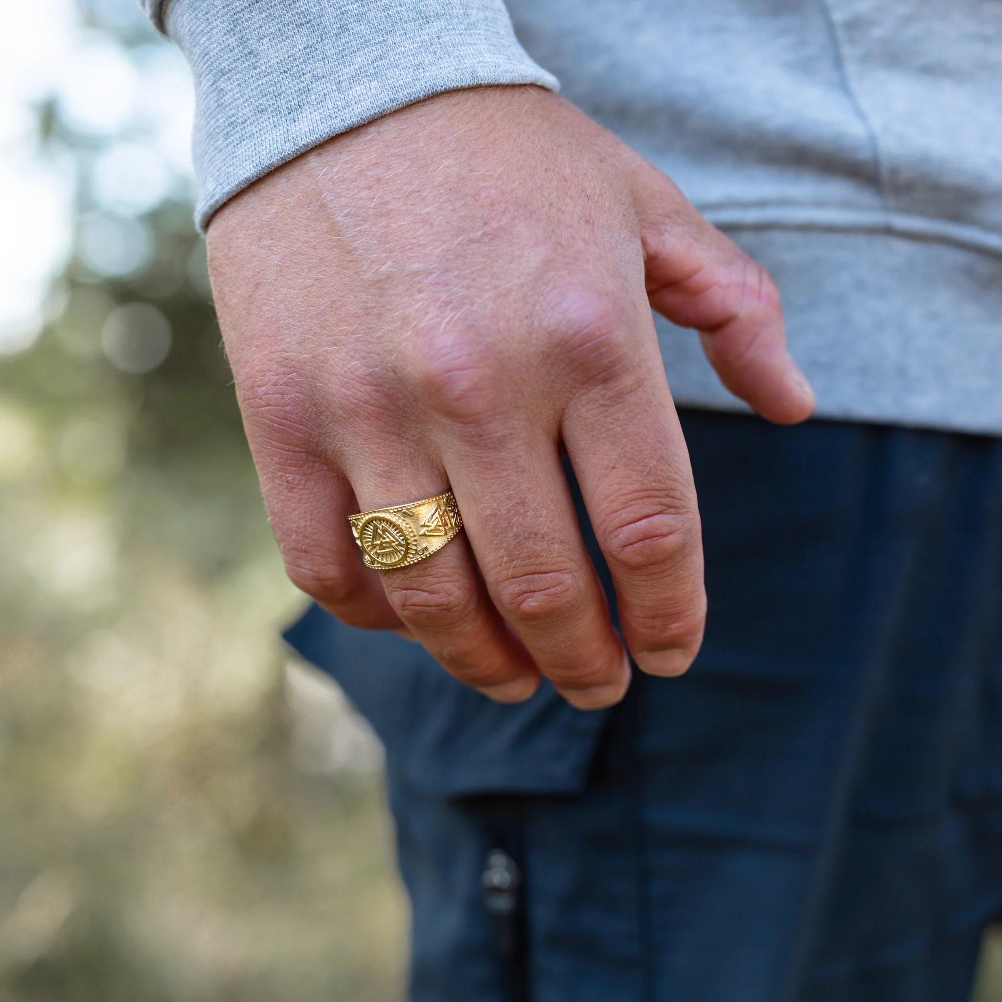 Valknut Ring, Gold Plated - Image 3