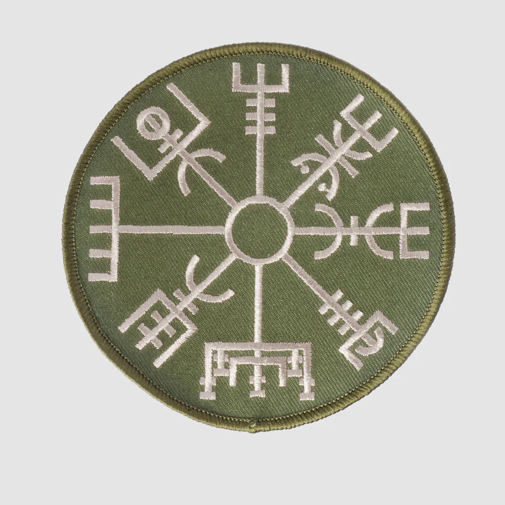 Vegvisir Patch, Embroidered, Army Green