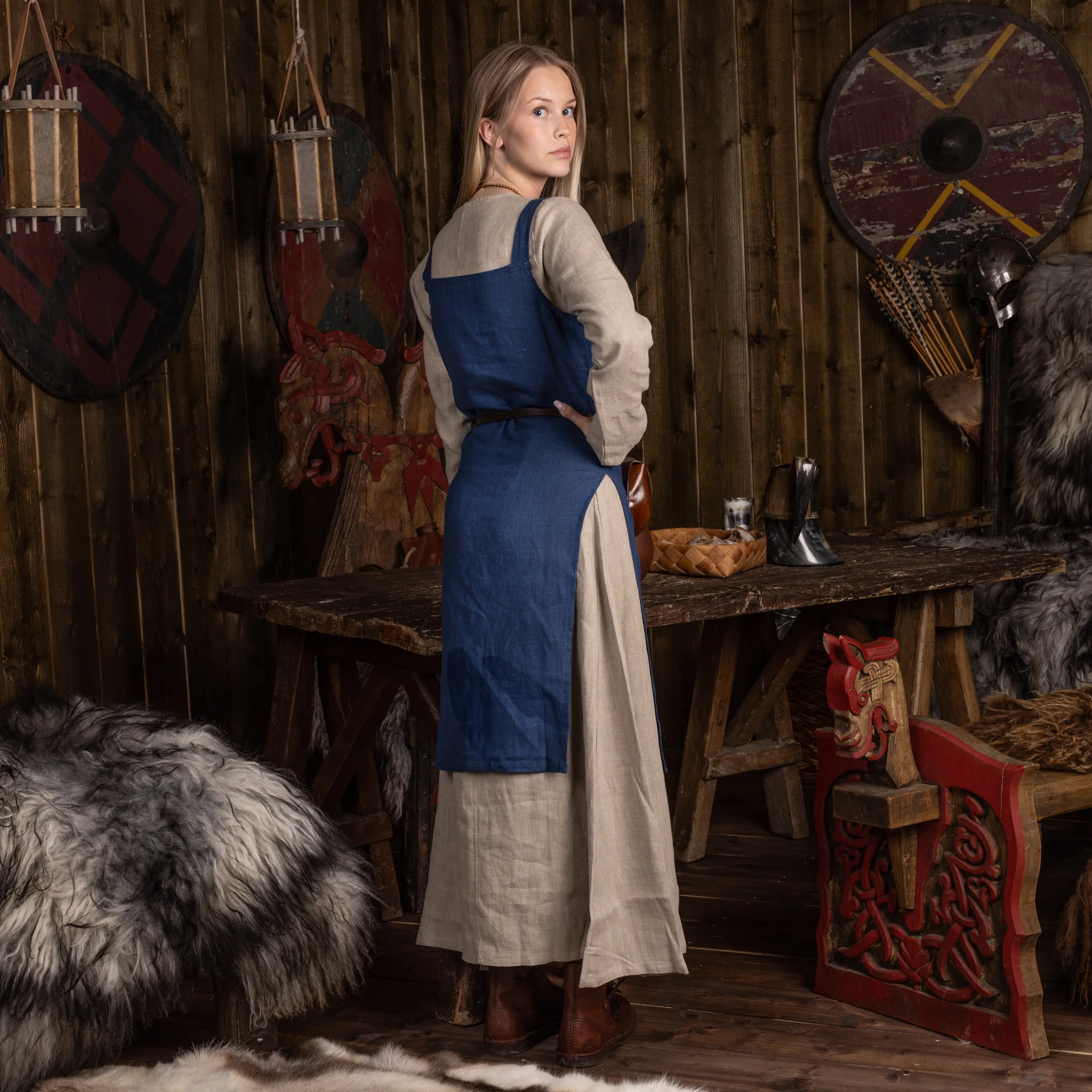 Viking Apron, Linen, Blue - Image 2