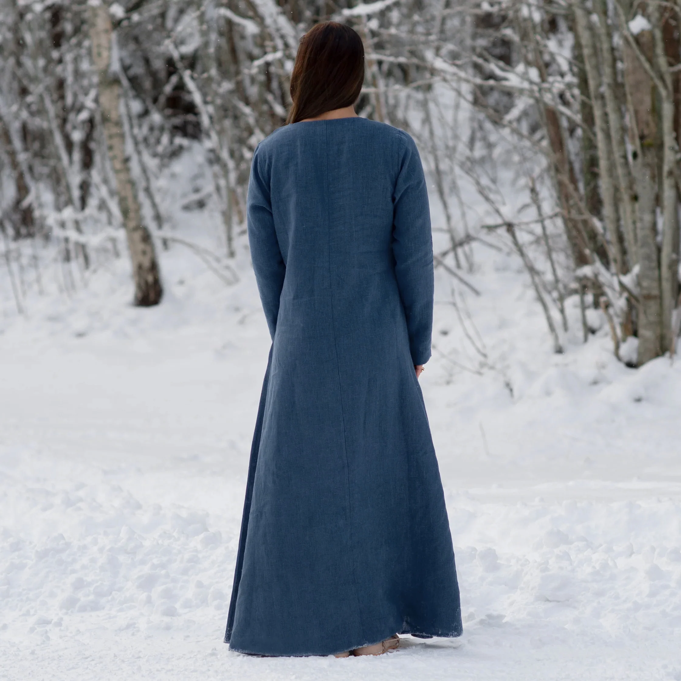 Viking Dress, Linen Blue - Image 2