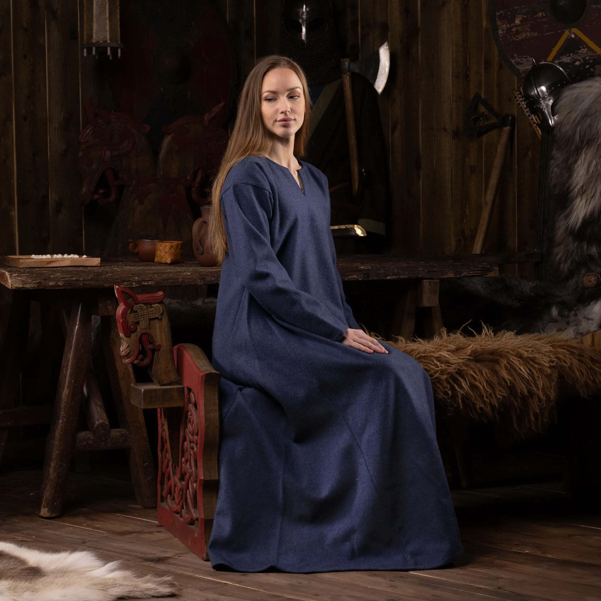 Viking Dress, Wool, Blue - Image 7