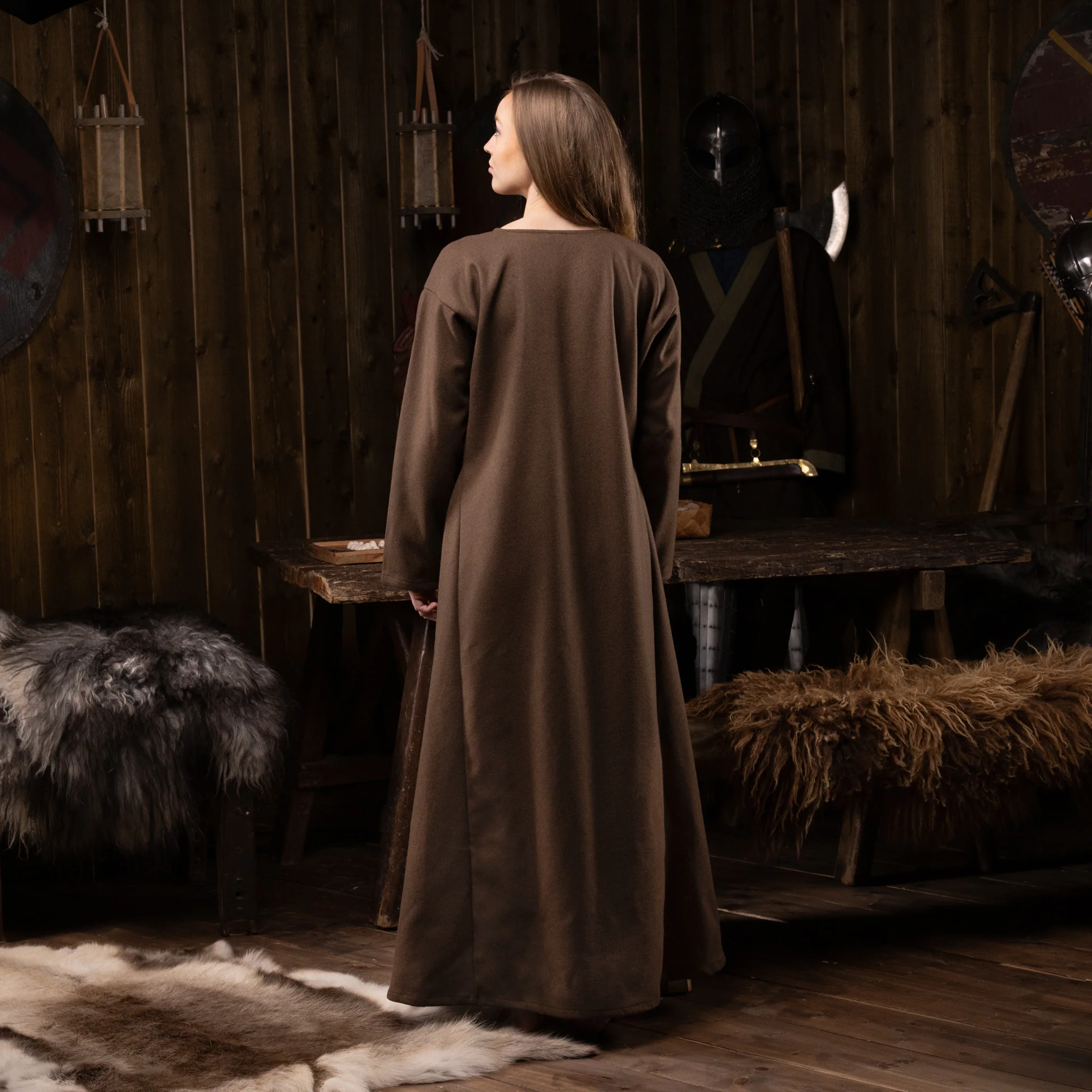 Viking Dress, Wool, Brown - Image 3