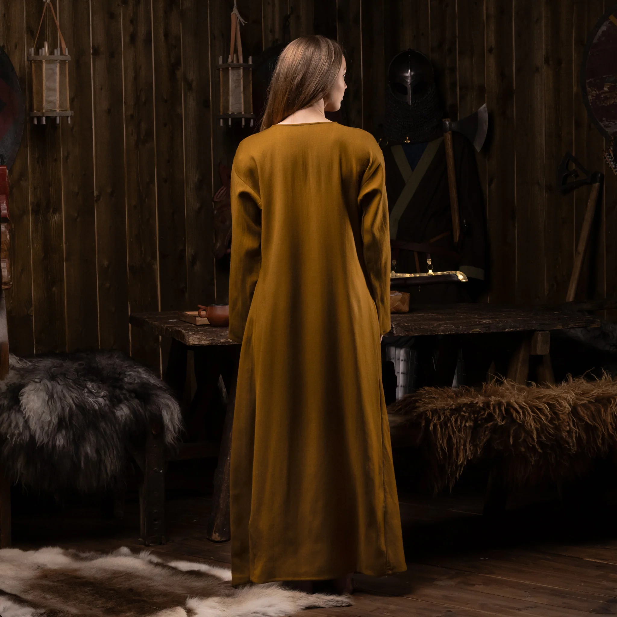 Viking Dress, Wool Twill, Mustard - Image 3