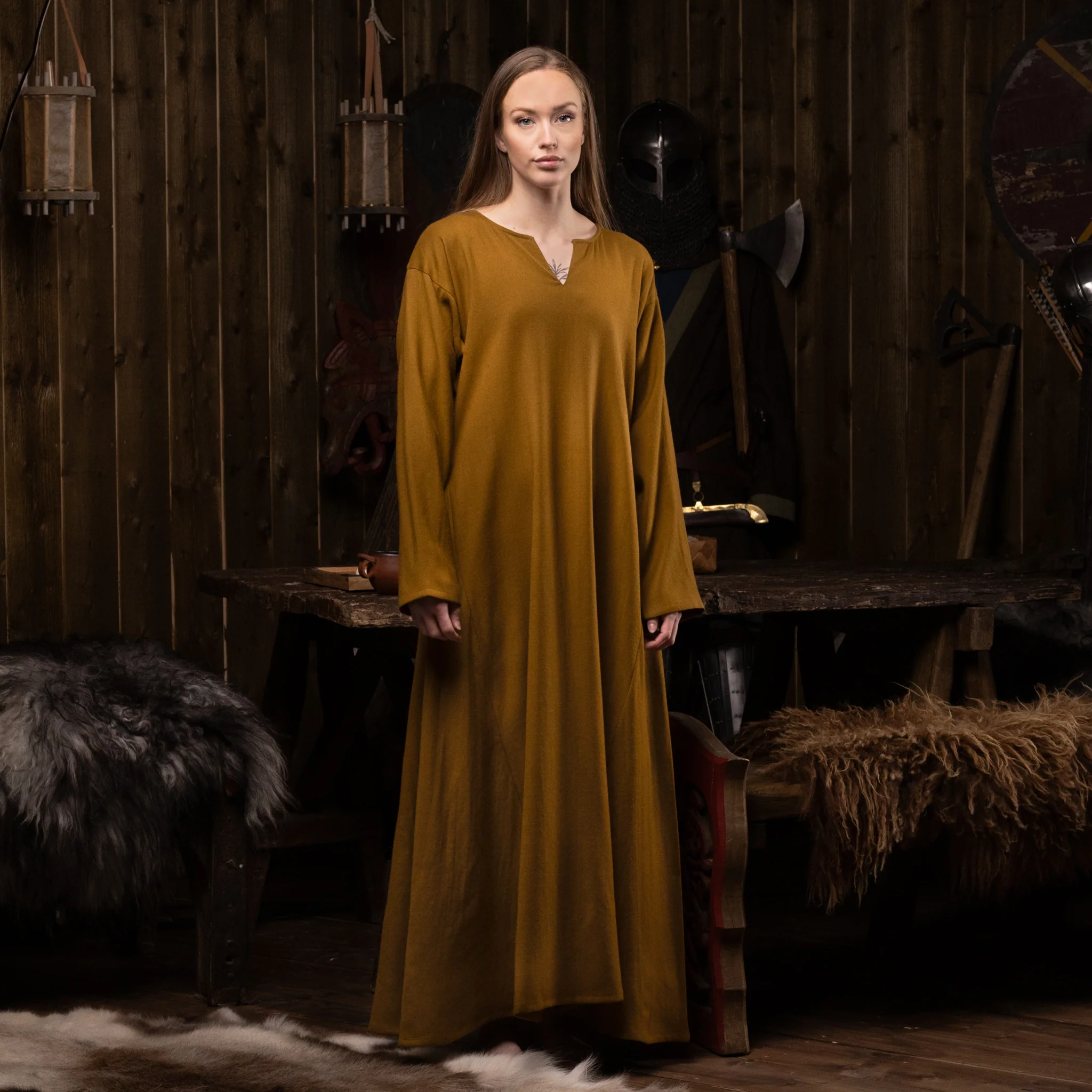 Viking Dress, Wool Twill, Mustard - Image 7