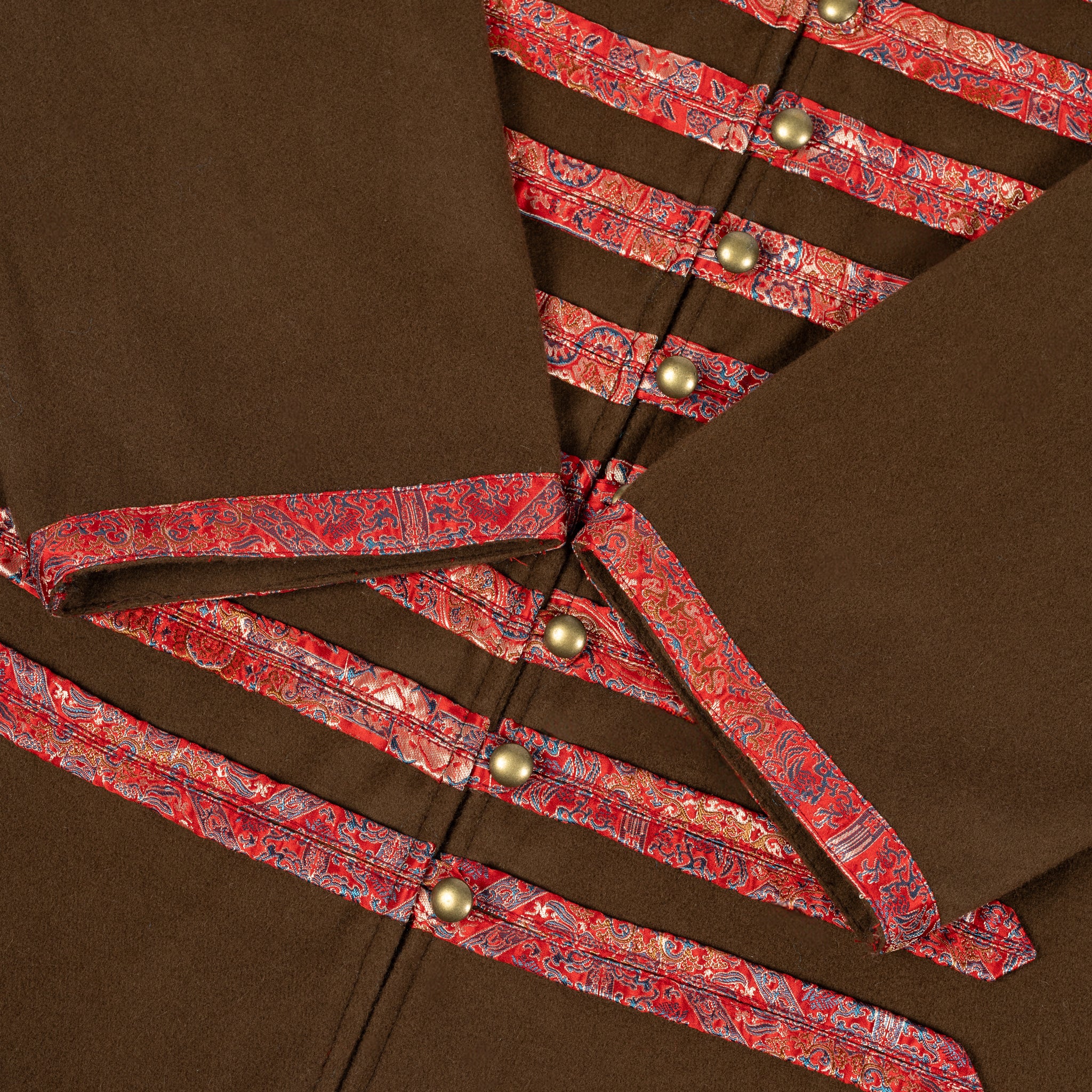 Viking Kaftan, Brown with Red Silk - Image 3