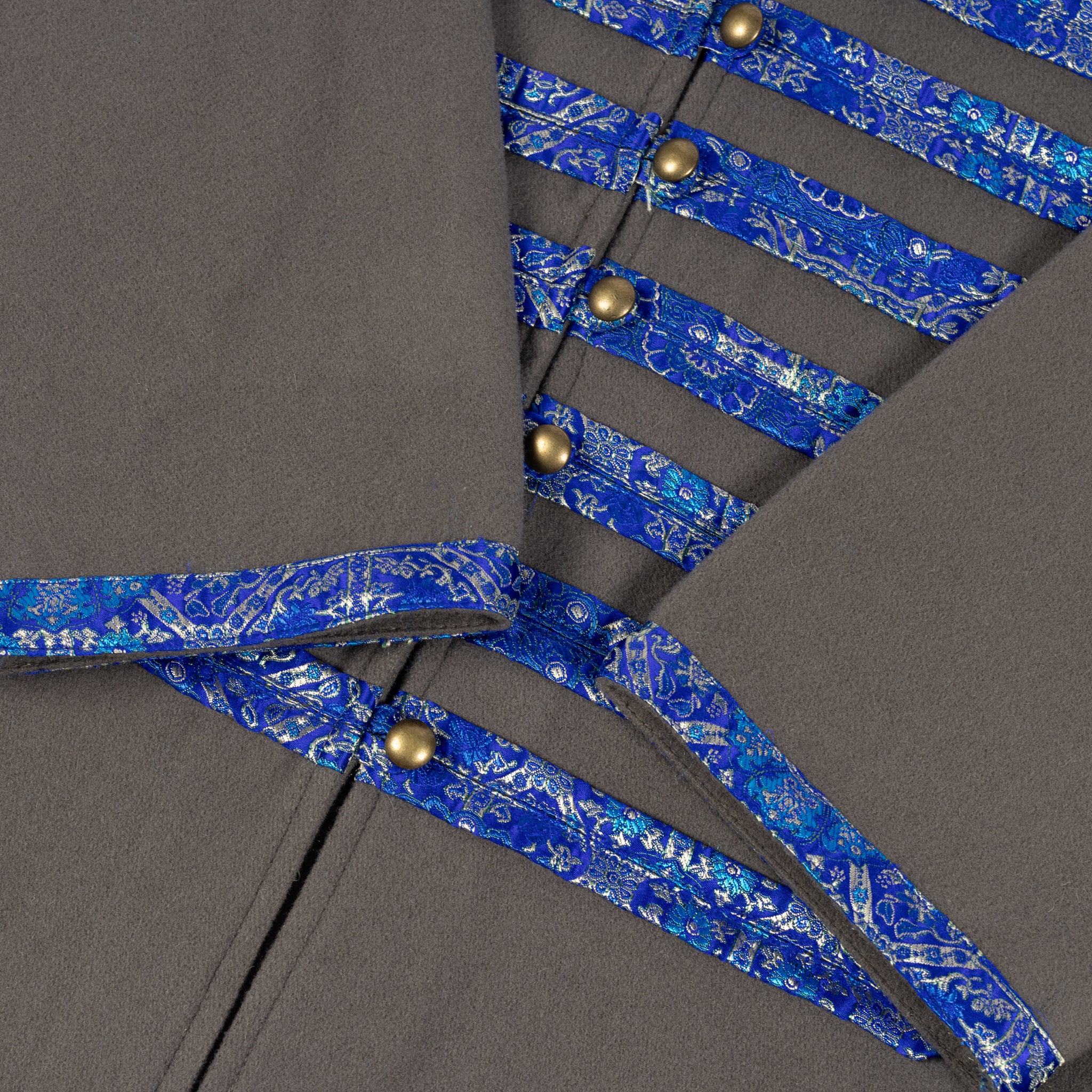 Viking Kaftan, Grey with Blue Silk - Image 3