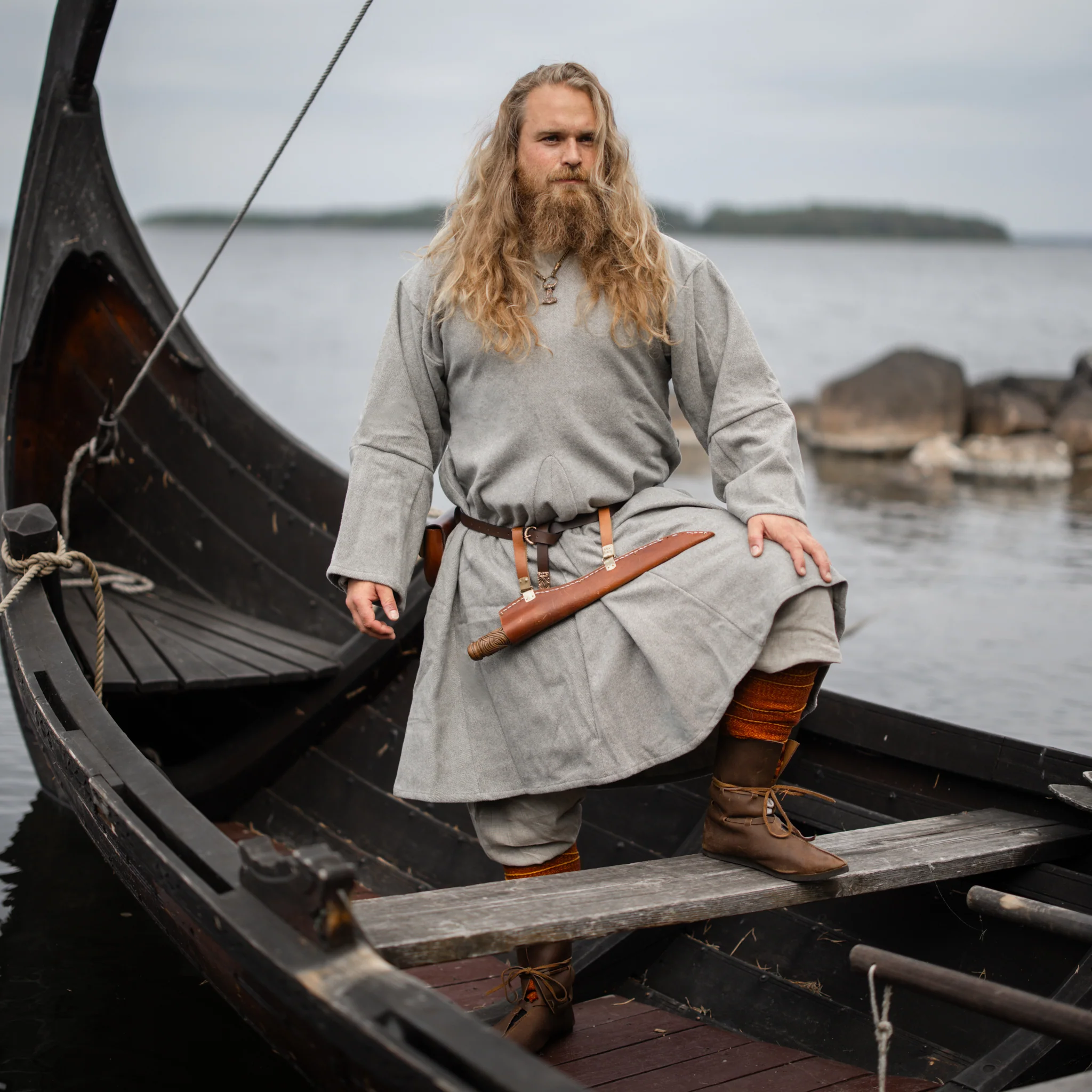Viking Wool Tunic, Kragelund, Grey