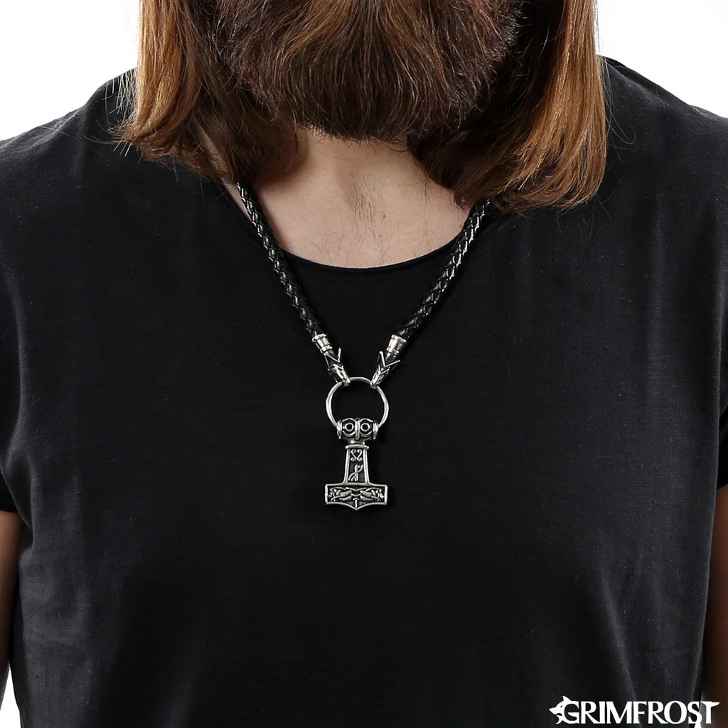Wolf Head Mjölnir, Black Leather - Image 4