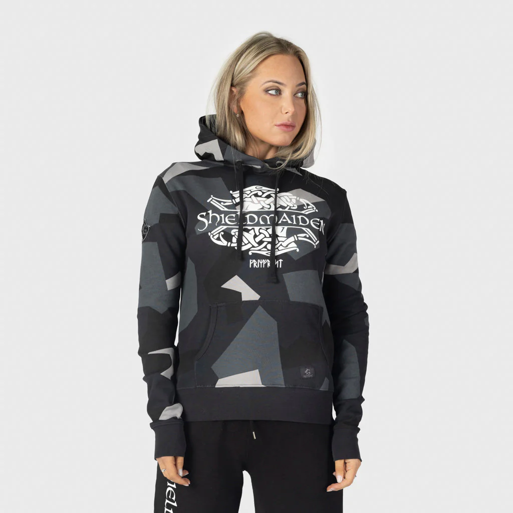 Women's Premium Hoodie, Shieldmaiden, M90 Grey Camo