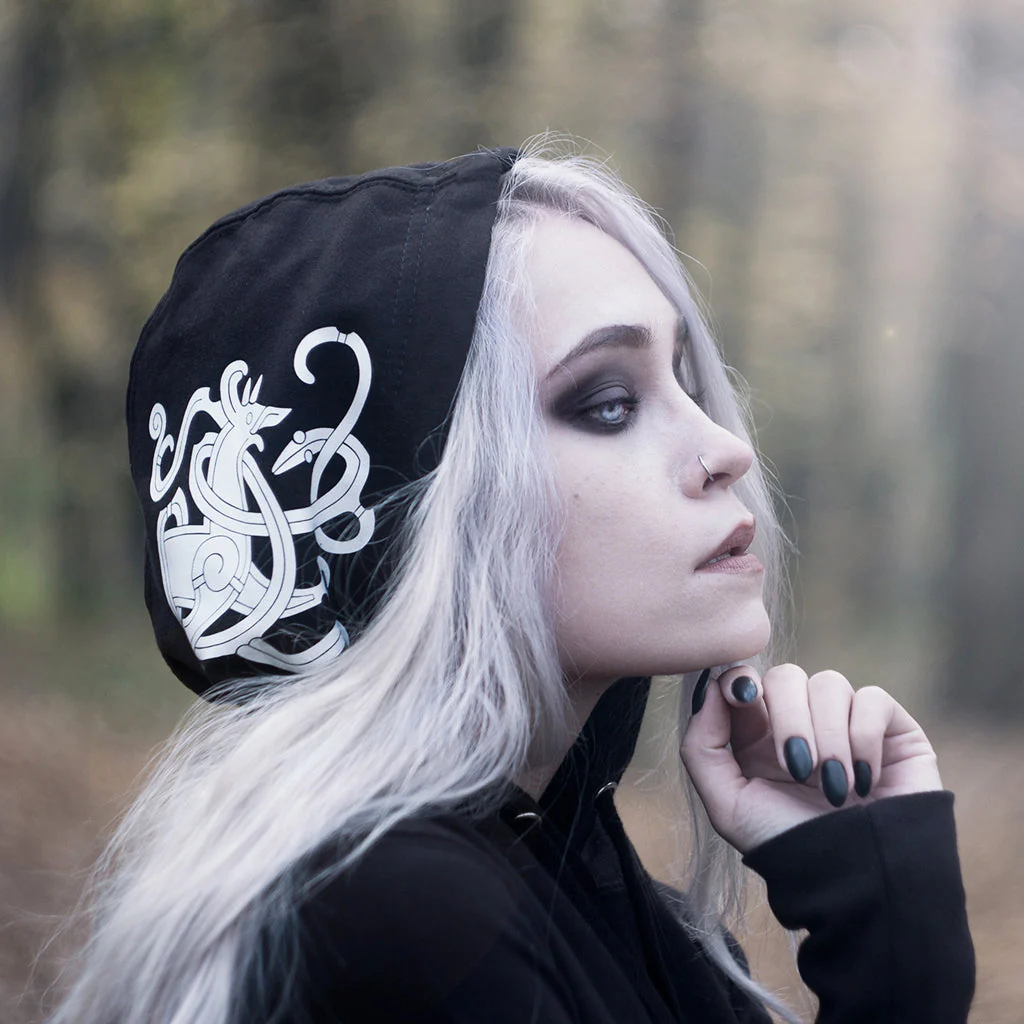 Women's Premium Longline Hoodie, Hjortr, Black - Image 3