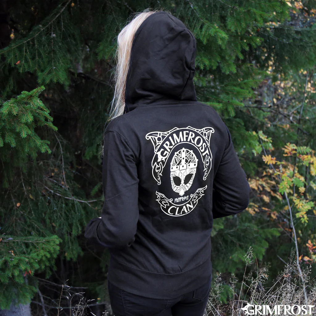Women's Premium Zip Hoodie, Grimfrost Clan, Black - Image 3