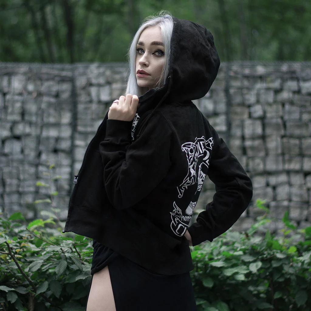 Women's Premium Zip Hoodie, Grimfrost Clan, Black - Image 4