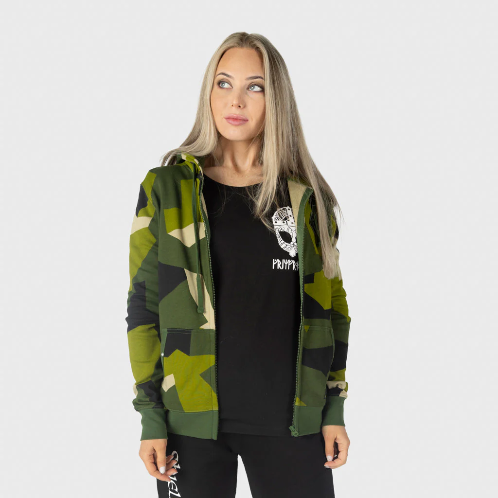 Women's Premium Zip Hoodie, Grimfrost, M90 Green Camo