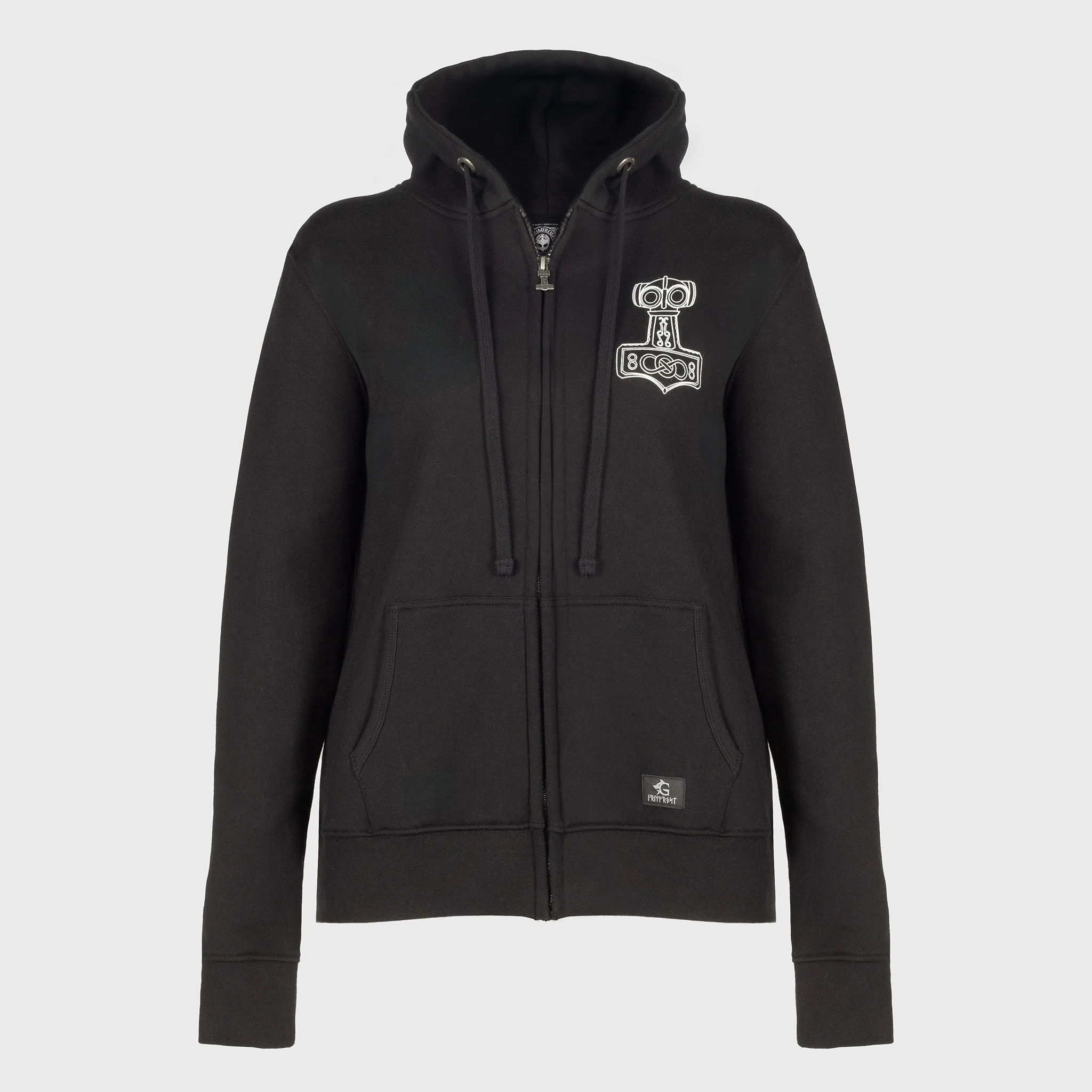 Women's Premium Zip Hoodie, Mjolnir, Black - Image 6