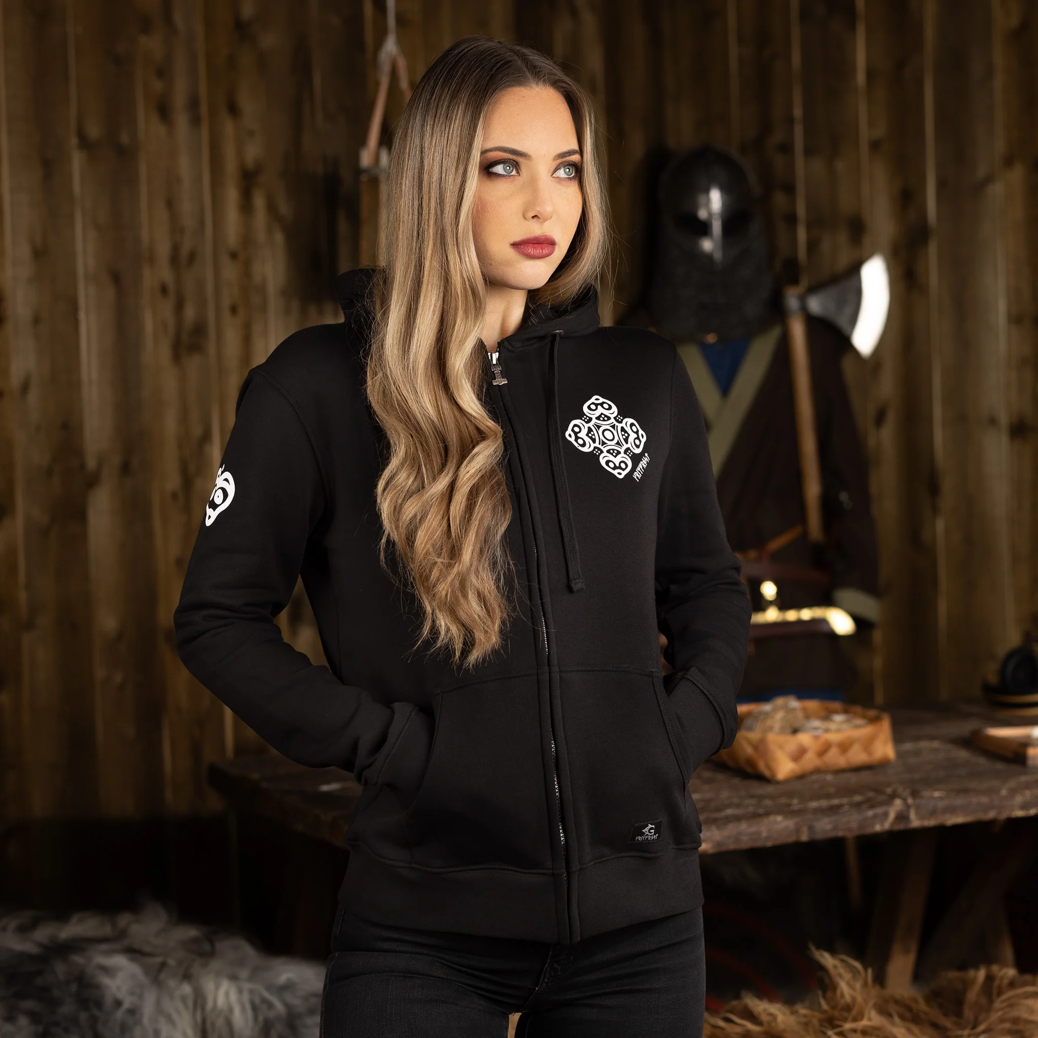 Women's Premium Zip Hoodie, Varby, Black